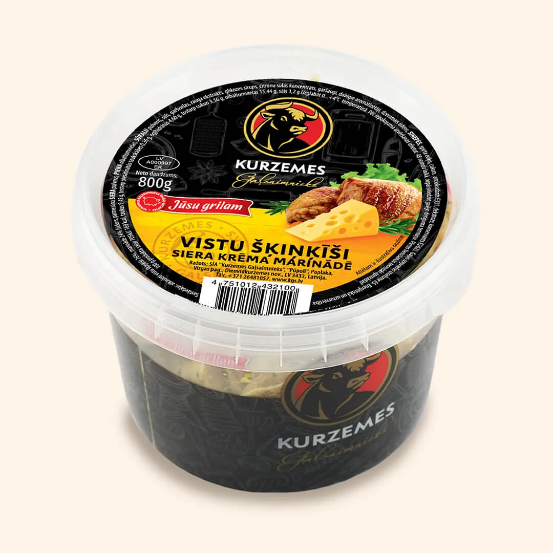 Chicken hams in cheese cream marinade “Jusu grilam”